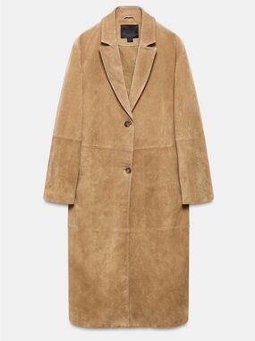 Zara ZW Collection Limited Edition 100% Suede Coat in Beige. Size XL.